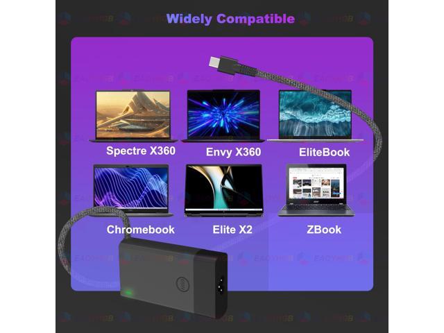 New Slim 65W Watt USB Type C Laptop Charger Compatible with Spectre X360, Envy X360, Computer Chromebook X360 OmniBook Zbook ProBook Elite X2 Power...