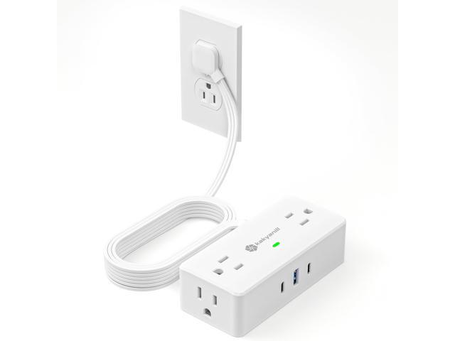 Power Strip, 10 ft Flat Extension Cord with 4 Outlets 3 USB Ports (2 USB C), Flat Plug Power Strip with 900 Joules Protection, Suitable for Home...
