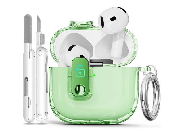 Case with Secure Lock, Anti-Yellow Clear Cases for 4th Generation 2024, Soft TPU Cover with Cleaning Kit (Clear Green)