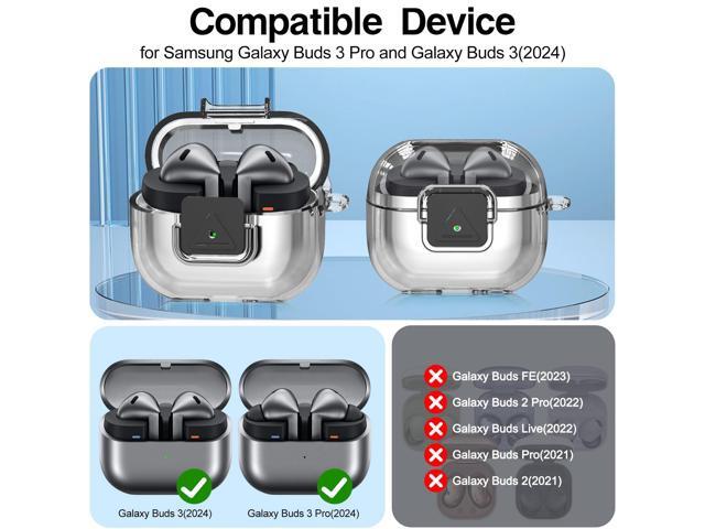 Galaxy Buds3 FE (2025) / Buds3 Pro (2024) / Buds 3 Case (2024) with Secure Lock Clip, Flexible TPU Clear Case with Cleaner Kit & Carabiner &...