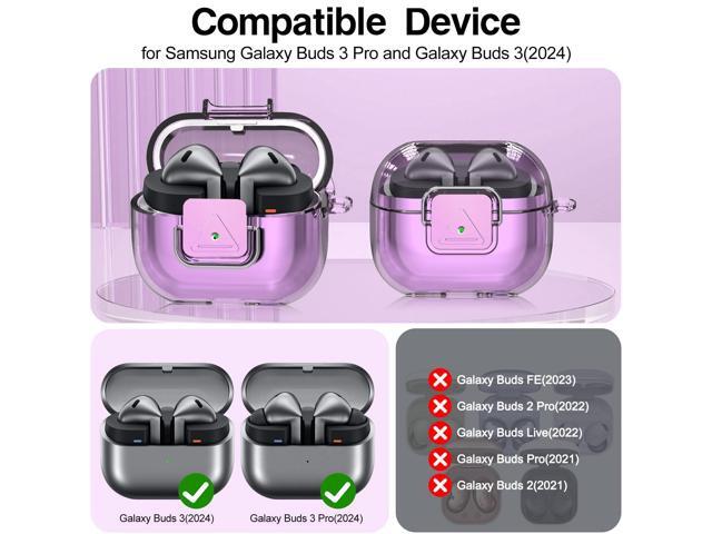 Galaxy Buds3 FE (2025) / Buds3 Pro (2024) / Buds 3 Case (2024) with Secure Lock Clip, Flexible TPU Clear Case with Cleaner Kit & Carabiner & Lanyard...