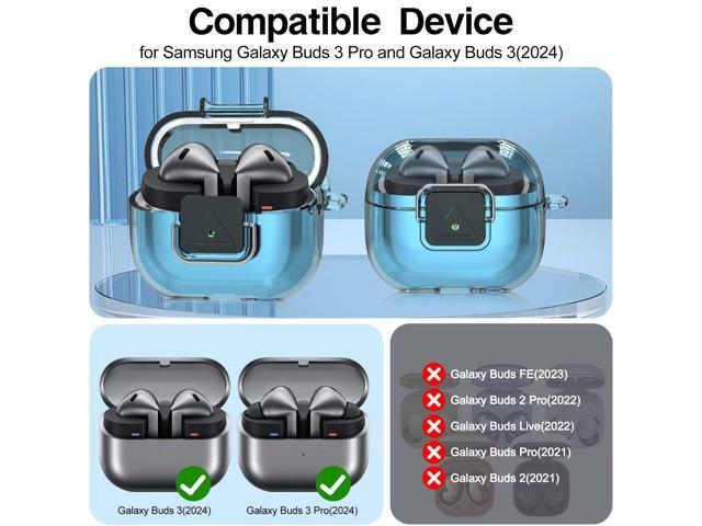 Galaxy Buds3 FE (2025) / Buds3 Pro (2024) / Buds 3 Case (2024) with Secure Lock Clip, Flexible TPU Clear Case with Cleaner Kit & Carabiner &...