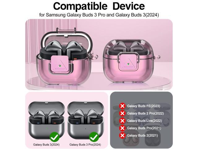Galaxy Buds3 FE (2025) / Buds3 Pro (2024) / Buds 3 Case (2024) with Secure Lock Clip, Flexible TPU Clear Case with Cleaner Kit & Carabiner &...