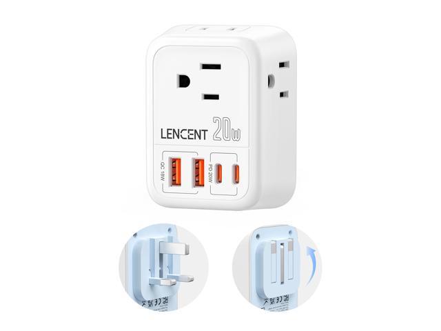 Foldable Travel Plug Adapter, PD 20W Type G Power Adaptor with 4 Outlet, USB C Fast Charger Adapter, USA to Dubai Scotland British London England...