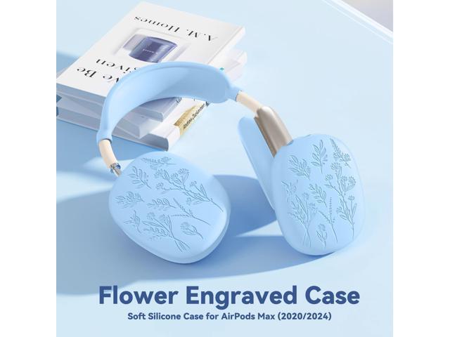 [4 in 1] Flower Engraved Silicone Case Cover for USB-C (2024), Anti-Scratch Sweat-Proof Ear Pad Case Cover/Ear Cups Cover/Headband Cover...