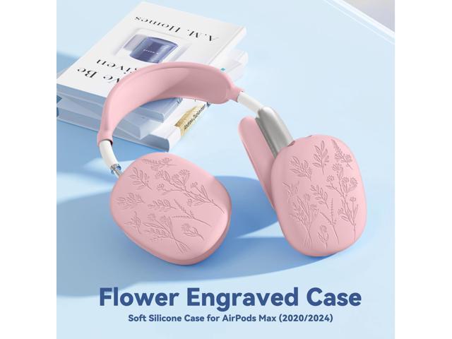 [4 in 1] Flower Engraved Silicone Case Cover for USB-C (2024), Anti-Scratch Sweat-Proof Ear Pad Case Cover/Ear Cups Cover/Headband Cover...