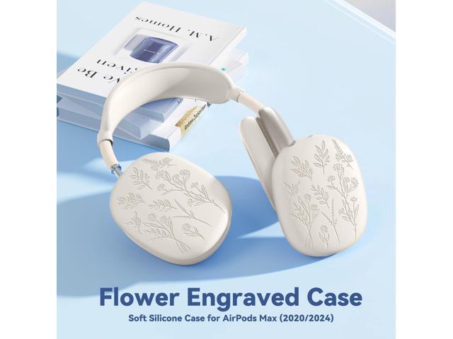 [4 in 1] Flower Engraved Silicone Case Cover for USB-C (2024), Anti-Scratch Sweat-Proof Ear Pad Case Cover/Ear Cups Cover/Headband Cover...