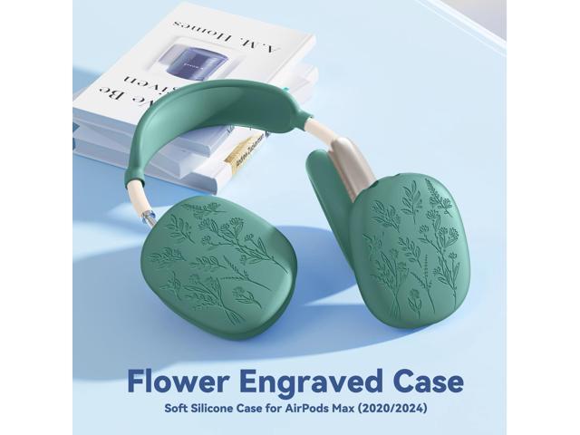 [4 in 1] Flower Engraved Silicone Case Cover for USB-C (2024), Anti-Scratch Sweat-Proof Ear Pad Case Cover/Ear Cups Cover/Headband Cover...