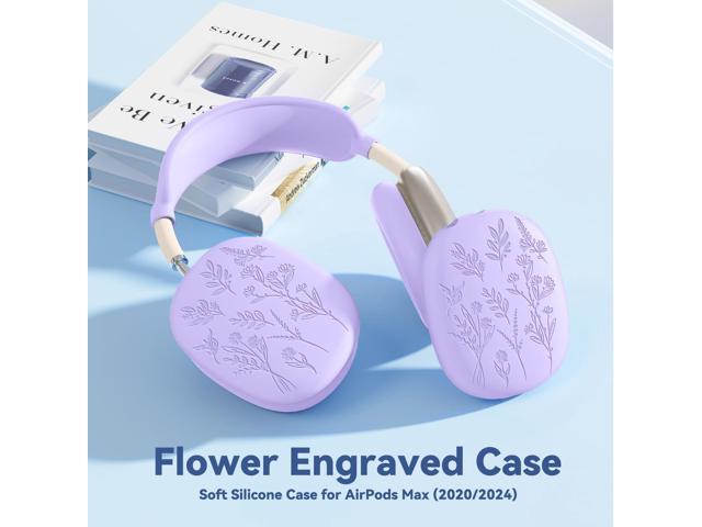 [4 in 1] Flower Engraved Silicone Case Cover for USB-C (2024), Anti-Scratch Sweat-Proof Ear Pad Case Cover/Ear Cups Cover/Headband Cover...
