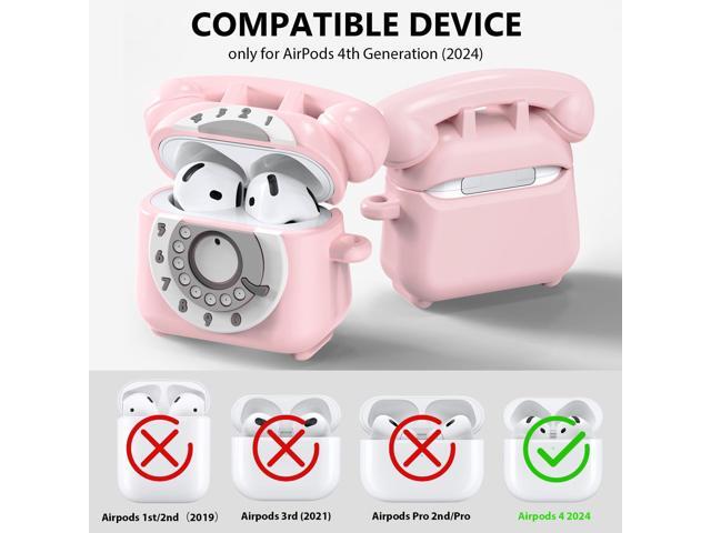 Compatible with AirPods 4 Case Cover 2024, Cute Funny Telephone Design for Airpods 4th Generation Case with Cleaner Kit & Lanyard, Soft Silicone...