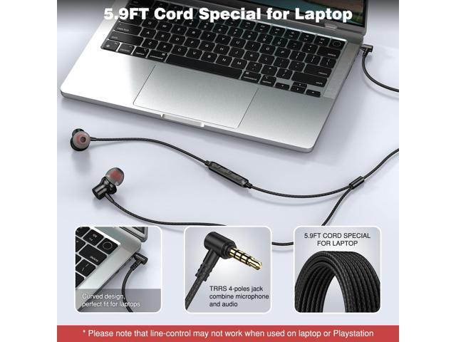 3.5mm Headphones 5.9 ft Long Cord Wired Earbuds with Microphone Noise Cancelling Earphone HiFi Stereo Clear Call Volume Control Plug in 3.5mm Jack...