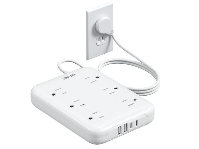 2 Prong Power Strip, 2 Prong to 3 Prong Outlet Adapter, 6ft Extension Cord with 6 Outlets & 4 USB(2 USB-C), Two Prong Surge Protector, Flat...