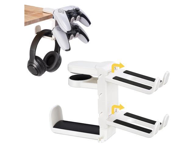 3-in-1 Under Desk Headphone Hanger with Adjustable Clamp Mount, 2 Controller Slots & 1 Headset Universal Holder Stand, Rotatable Hook Rack & Cable...