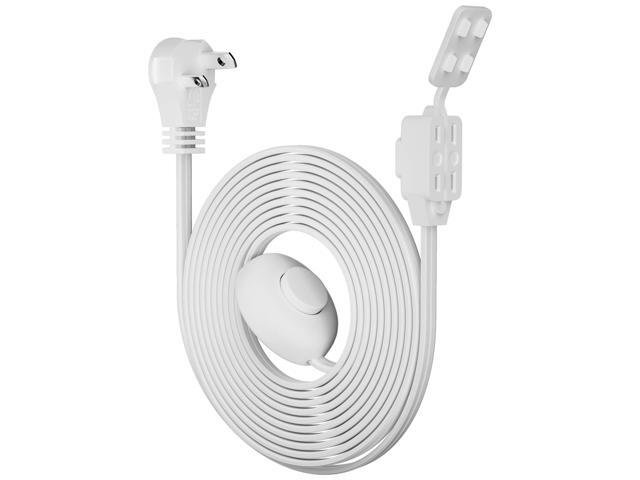 2 Prong 3 Outlets Flat Plug Extension Cord 20 FT with Foot Switch & Safety Cover for Floor Lamp & Christmas Light & Appliance 16AWG 125V 13A Pedal...