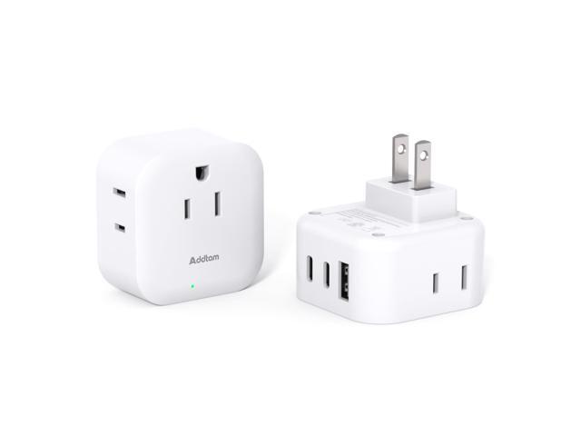 2 Pack Power Travel Adapter with 3 Outlets 3 USB Ports(2 USB C), Type A Travel Power Converter Plug Adaptor for use in Japan, China, Canada,...