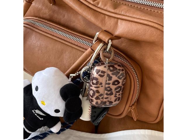 Soft TPU with Cleaner Kit Cute Keychain Cover Leopard Paint Case for Girls Women for 2nd Generation/1st 2019-Clear Brown