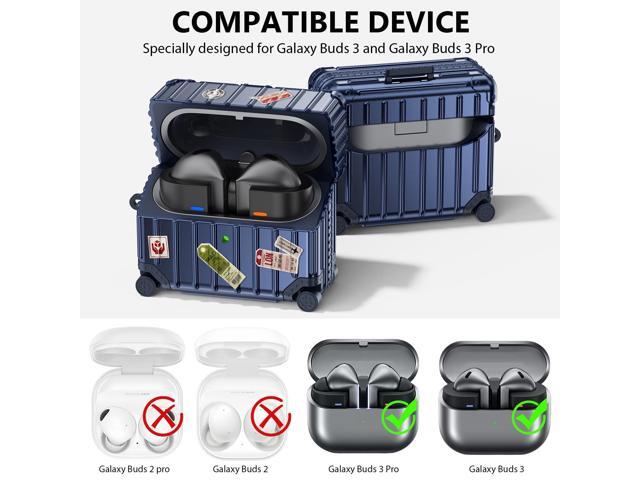 Compatible with Galaxy Buds 3 Pro Case & Galaxy Buds 3 FE & Galaxy Buds 3 Case Cover, Cute Funny Suitcase Design Protective Hard Case with Cleaner...