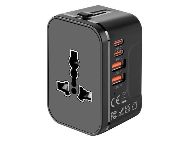 Travel Adapter with 2 PD20W USB-C & 2 QC18W USB-A Ports, Fast Charging International Power Plug Adapter, All-in-One Worldwide Adaptor Converter...