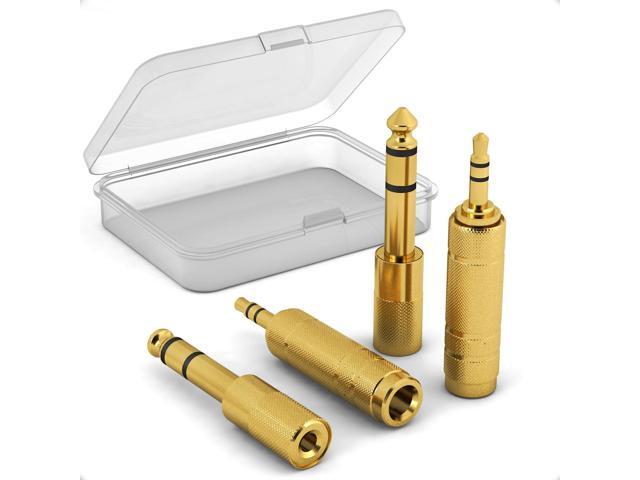 3.5mm to 1/4' TRS Adapter Set, Audio Converter for Electric Guitar/Keyboard/Mixer/Amp/Bass/Headphone/Headset, 6.35mm to 1/8' Balanced Jack...