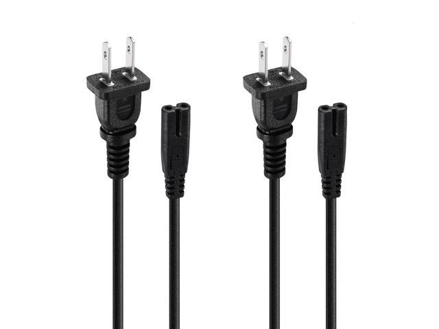 Power Cord & Power Cable - 2 Pack Replacement 2 Prong AC Cord for Console - Power Supply & Durable