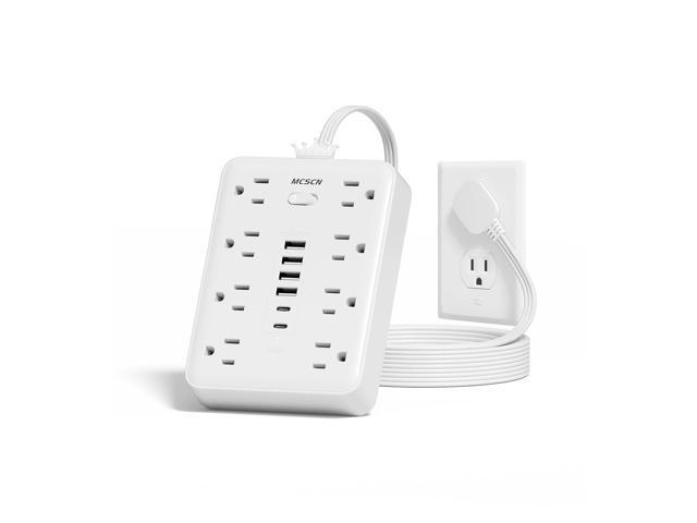 Ultra Thin Flat Plug Surge Overload Protector Power Strip Wall Outlet with 8 AC Power Outlets 6 USB (2 USB C) for Home Office Dorm Travel...