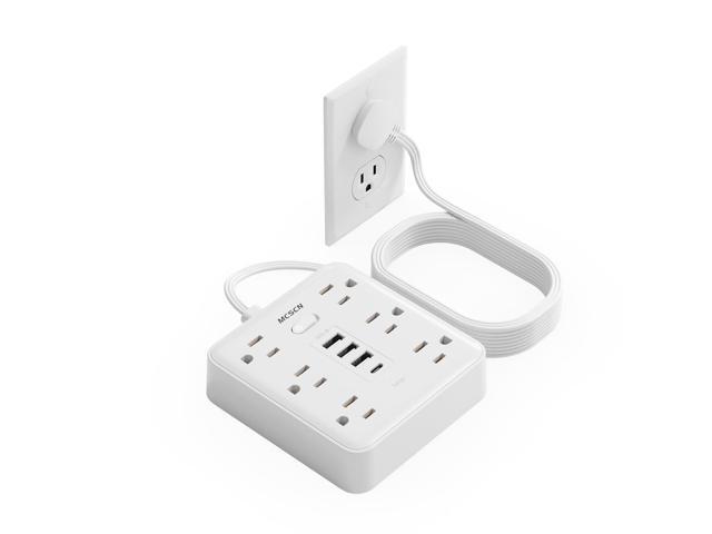 Surge Protector Power Strip (900J) - 6 Outlets 4 USB (1C) - 15A/1875W - 10ft Extension Cord, Ultra-Thin Plug & Cord - UL Certified -...