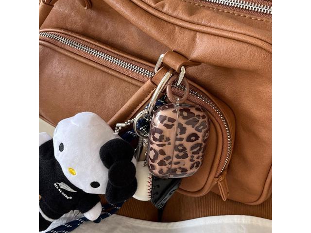 Soft Case with Cleaner Kit Cute Keychain Cover Leopard Case for Girls Women Clear Brown