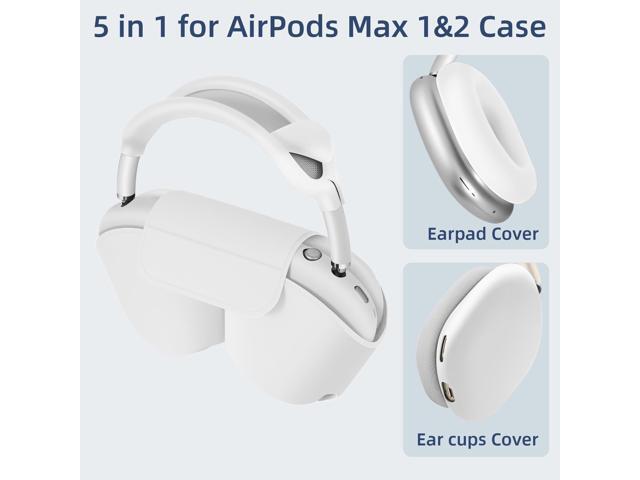 5 in 1 Smart Case Cover, Sleep Mode Compatible, for Headphones Case Soft Leather & Silicone Four-Piece Set Protective Accessories Portable, White
