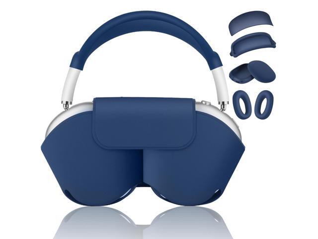 5 in 1 Smart Case Cover, Sleep Mode Compatible, for Headphones Case Soft Leather & Silicone Four-Piece Set Protective Accessories Portable, Blue