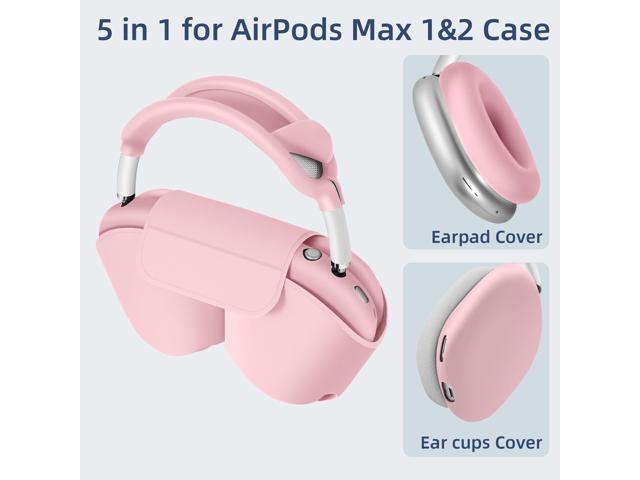 5 in 1 Smart Case Cover, Sleep Mode Compatible, for Headphones Case Soft Leather & Silicone Four-Piece Set Protective Accessories Portable, Pink