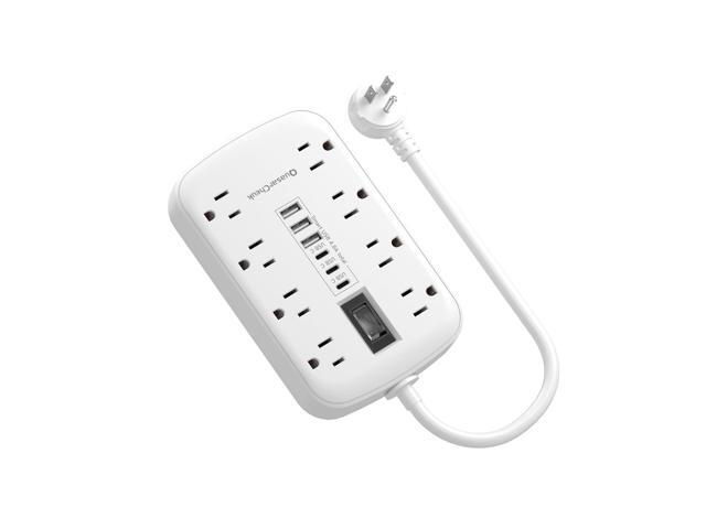 Short Extension Cord 1 ft, Small Power Strip Flat Outlet Extender Surge Protector with 8 AC Outlets 6 USB (5V/4.8A 24W), Mini Extension Cord Flat...
