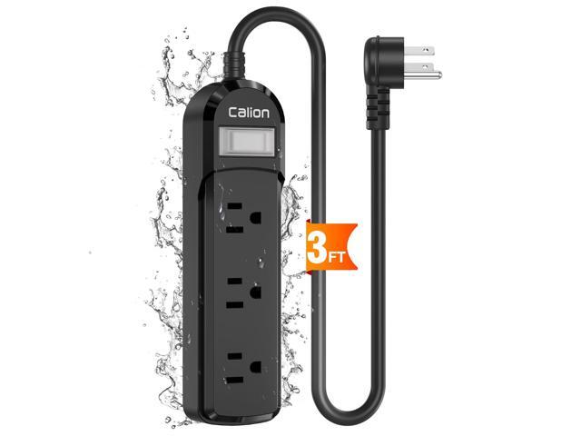 IPX6 Waterproof Outdoor Surge Protector Power Strip, 3AC Outlets 3FT Cord with On/Off Power Switch Safety Lock ETL Certified for Patio Garden