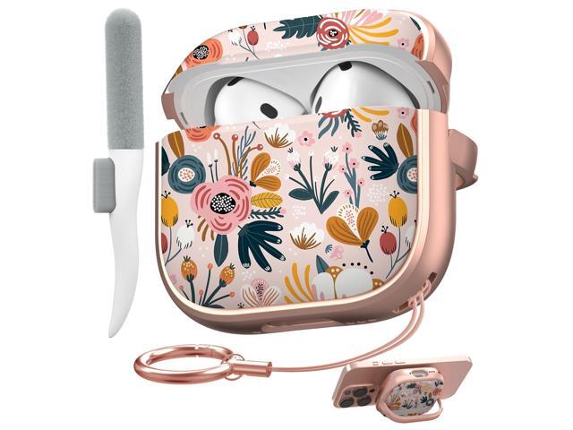 for AirPods 4 Case with Safety Lock, Cute Flower AirPod 4th Generation case Lock for Women Girly with Cleaner Kit Keychain Clip for AirPods 4th...