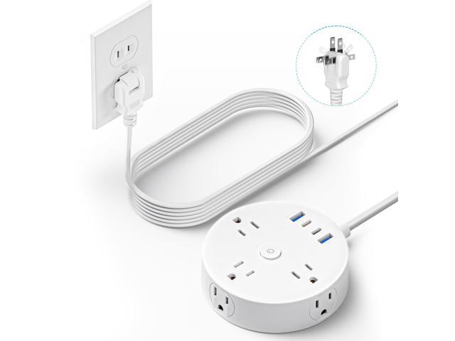 15FT 2 Prong Power Strip, 2 Prong to 3 Prong Outlet Adapter, Flat Extension Cord, Surge Protector with Rotating Plug, 6 Outlets 4 USB(2 USB C),...