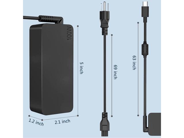 Slim 65W USB C Laptop Charger Replacement, Replacement Type C AC Adapter Travel Power Cord