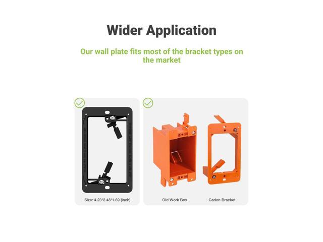 Wall Plate with Mounting Bracket, Cable Pass Through Decorator Cover for Low Voltage Wires, Single Gang Cord Hider for TV Home Theater System, 2 Pack