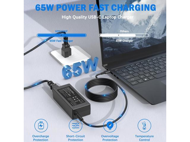 65W USB C Laptop Charger Compatible with Chromebook Computer Type C Power Adapter