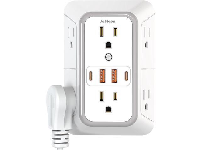 USB Wall Charger Power Strip Surge Protector with 4 USB Ports (2 USB C) Plug Extension Multiple Outlets Plug Extension Multi Outlet Plug in Adapter...