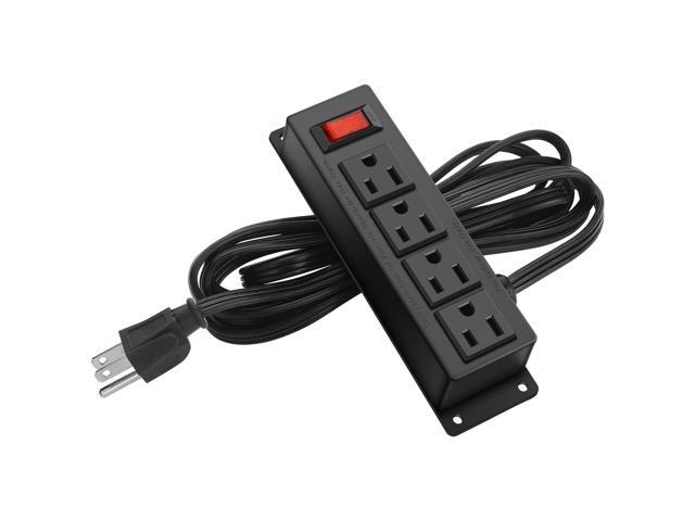 Wall Mount Power Outlet Strip, 4 Outlet Mountable Power Strip with Switch, Under Desk Power Strip Connect with 6ft Cord Mount Under Desk,...