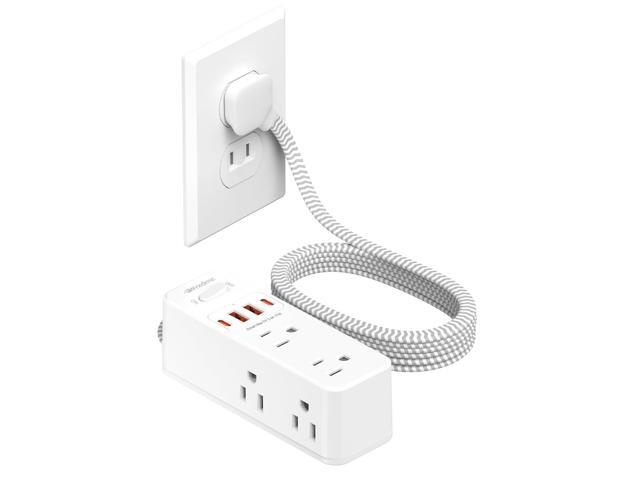 2 Prong Power Strip, 2 Prong to 3 Prong Outlet Adapter, 1400J Two Prong Surge Protector, 10ft Extension Cord, 6 AC Outlets with 1 USB C Ports and 2...