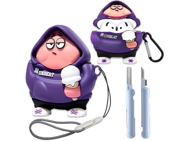 Compatible with AirPods 4th Generation Case Cute 3D Cartoon Silicone Cover with Keychain, Lanyard & Cleaning Kit Funny Kawaii Anime Design for...