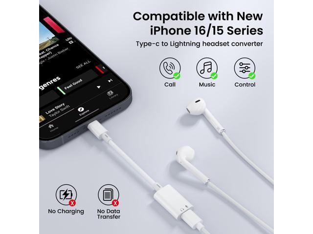 USB C to Lightning Headphone Audio Adapter, USB C Male to Lightning Female Earbuds Audio Adapter, Compatible with iPhone, iPad Pro, iPad Air,...