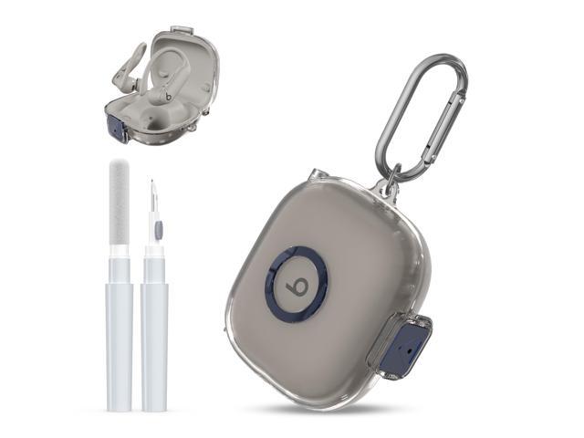 [Upgrade Secure Lock] for Case Cover with Cleaner Kit, Clear TPU Shockproof Protective Cover with Charging Case with Carabiner-Clear Grey