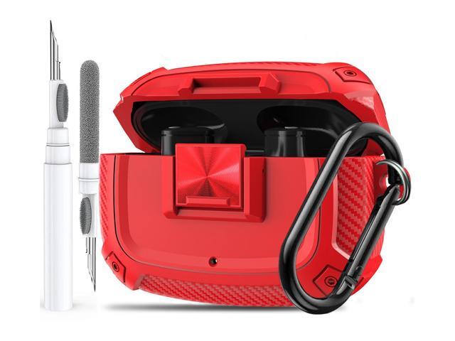 for Studio Buds/Bud + Case Cover with Lock Clip 2021/2023, Rugged Shockproof Protective Hard Skin with Carabiner & Cleaner Pen Men Women for Studio...