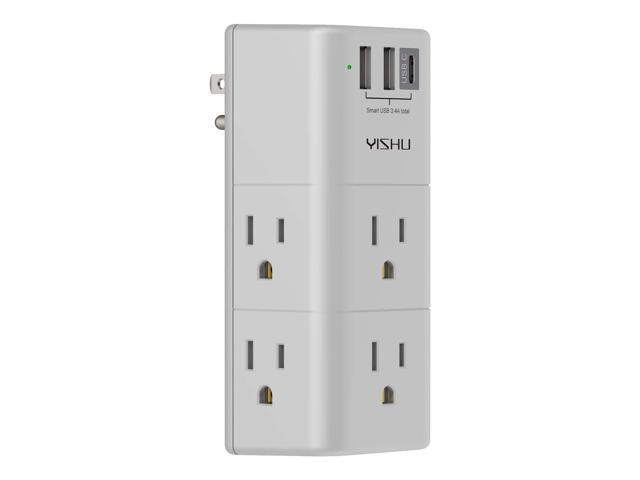 Multi Plug Outlet Surge Protector - Outlet Extender with Rotating Plug, 6 AC Outlets and 3 USB Ports, 3-Sided Swivel Power Strip Ideal Stocking...