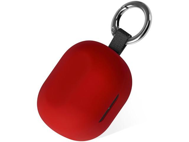Silicone Case for True Wireless Earbuds, Soft Flexible Scratch Resistant Cover with Carabiner (Red)