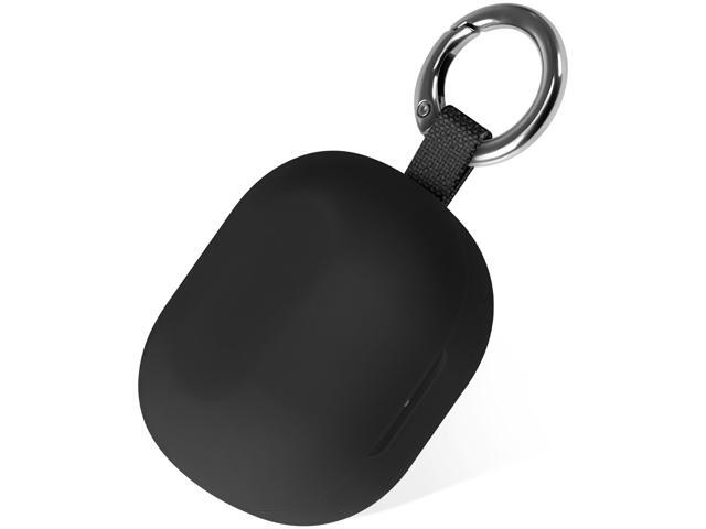 Silicone Case for True Wireless Earbuds, Soft Flexible Scratch Resistant Cover with Carabiner (Black)