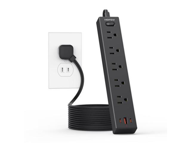 2 Prong Power Strip, 2 to 3 Prong Outlet Adapter with Polarized Plug, 1700J Surge Protector, 6ft Two Prong Extension Cord, 5 AC Outlets & 3 USB(5V...