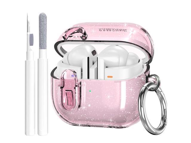 Compatible with Galaxy Bud 3 Pro Case/Buds3/Buds 3 FE Case Clear Lock Clip with Cleaner Kit, Transparent TPU Protective Cover Men Women with...