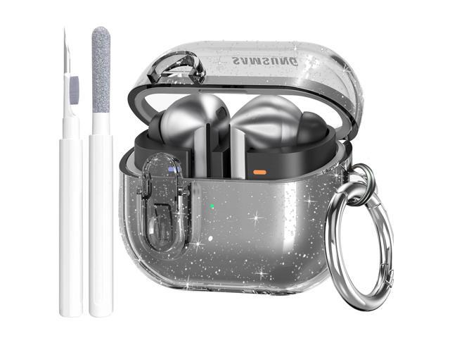 Compatible with Galaxy Bud 3 Pro Case/Buds3/Buds 3 FE Case Clear Lock Clip with Cleaner Kit, Transparent TPU Protective Cover Men Women with...